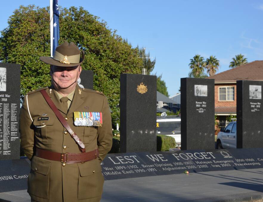 Lieutenant Colonel Scott Fletcher before the Parkes annual Anzac Day march. Photo by Madeline Blackstock