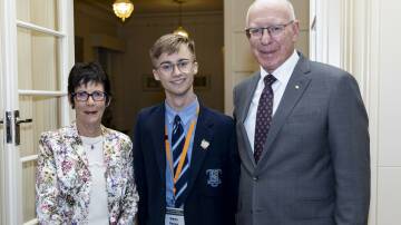 Red Bend student Marty Davies with Australia's Governor General David Hurley and his wife Linda.