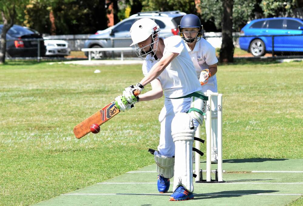 Well Played: Geordie Duncan opened the batting for Parkes Waughs in an under 12s match against Parkes Pontings