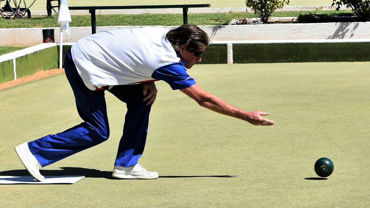 Focused: Michael Parkes in fine form during the Parkes Railway Bowling Club's men's major singles on Sunday. Photo: Jenny Kingham.