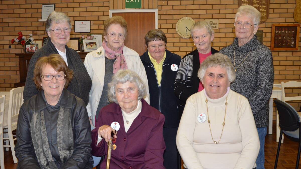 Members of Parkes Red Cross, back, from left - Pat Bailey, Mary Callil (outgoing vice president), Cae Angrove, Ruth Schneider (outgoing secretary), Barbara Scott (outgoing treasurer); front Sue Strahorn (Country Zone 23 Representative), Gloria Dietrich and Zelma Fisher (outgoing president). Photo by Barbara Watt.
