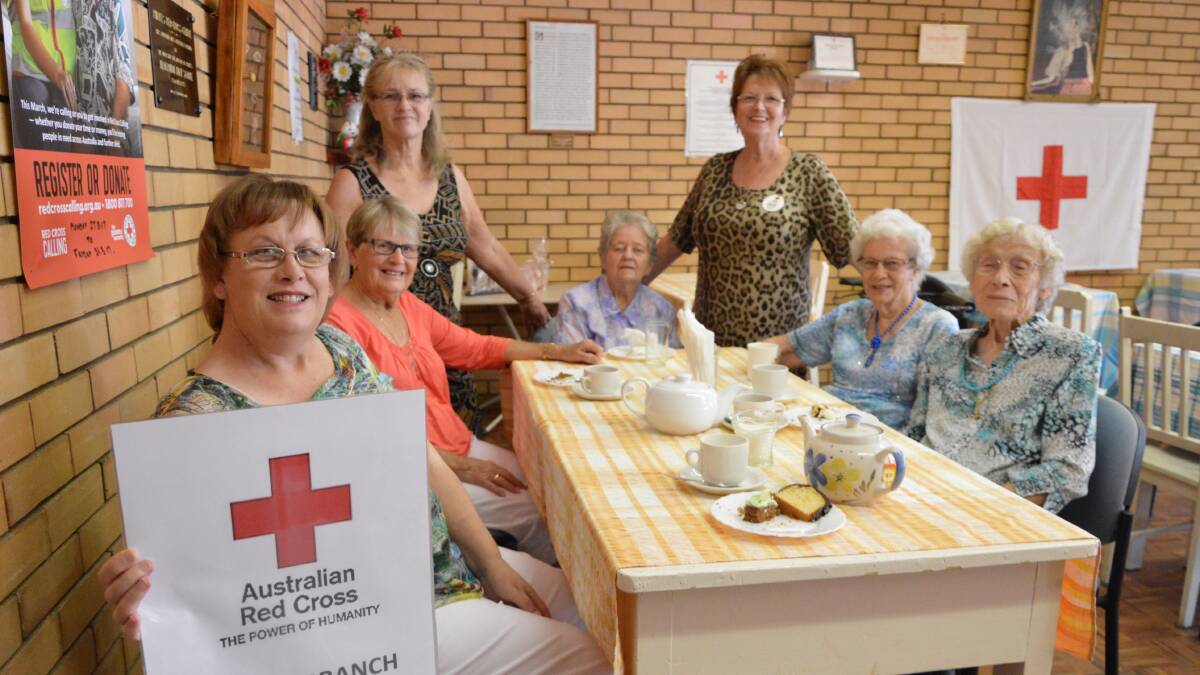 RED CROSS: Left to right - Cathy Acret, Pauline Gosper, Alison Dixon, Mary Read, Allison Howlett, Dee Melville and Rae Taylor.  
