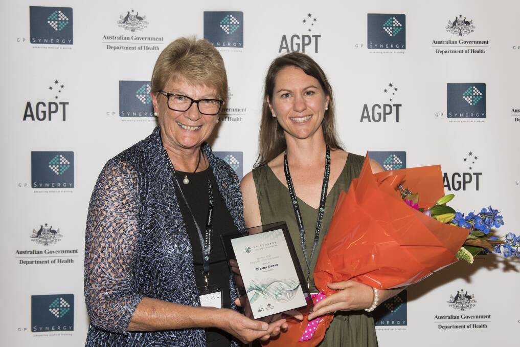 GP Synergy Associate Professor Lyn Fragar AO congratulates Parkes' Doctor Kerrie Stewart, who was named Western NSW Registrar of the Year. 