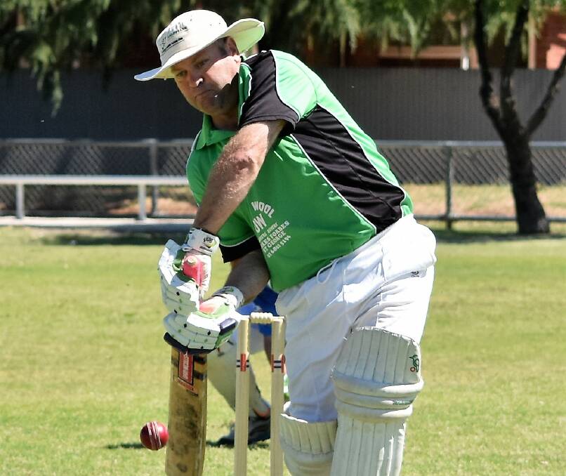 Reedy Creek Green batsman David Cooper in action in a match against the Railway Pitbulls. 
