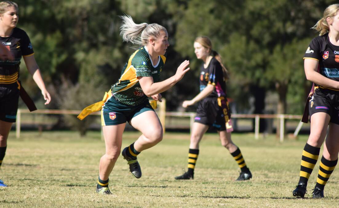 Trundle Sunflowers' Brooke Gavin in action in a recent match against Grenfell. Photo by Brooke Morgan. 