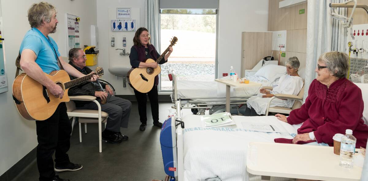 SOOTHING: Musicians perform for patients at Parkes Hospital. Photo Jay Lee Zagrovic.   