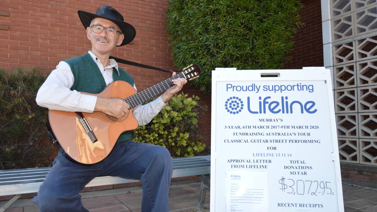 Murray Mandel is on a three year fundraising mission for Lifeline. He will be playing classical guitar out the front of Coles on Monday and Tuesday. 