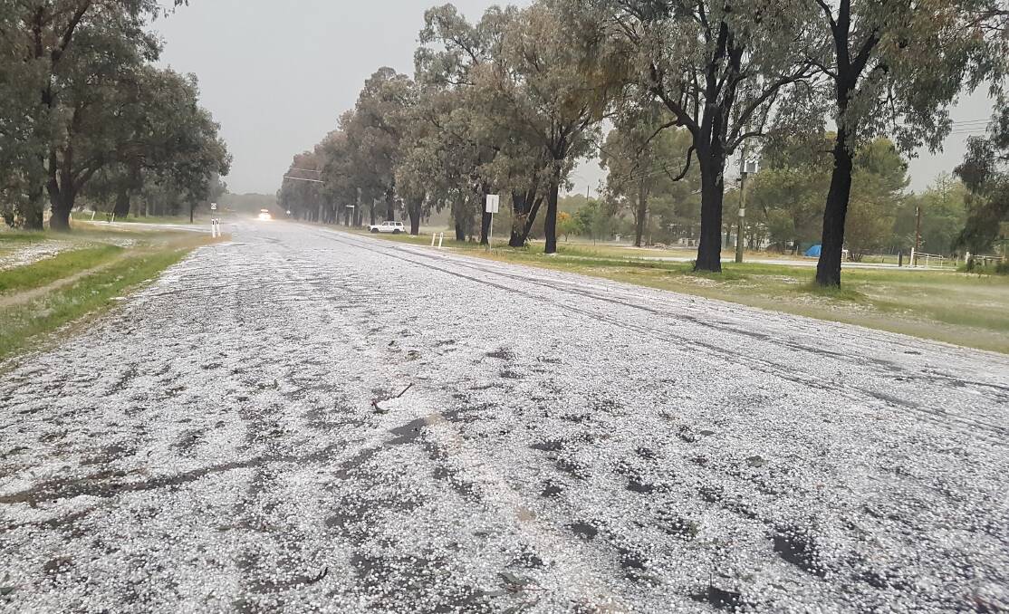 The Orange Road was a river of icy hailstones after the storm. Photo by Michael Samson. 