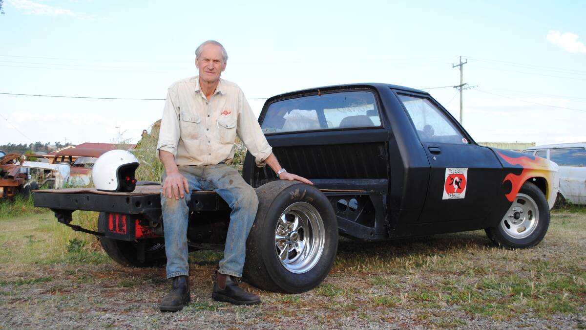 Hot Wheels: Andre Johnson with his newly-acquired Holden one tonner drag racer. The next drag racing meeting will be at Bodangora Airstrip in Wellington on November 12. Photo: Jeff McClurg