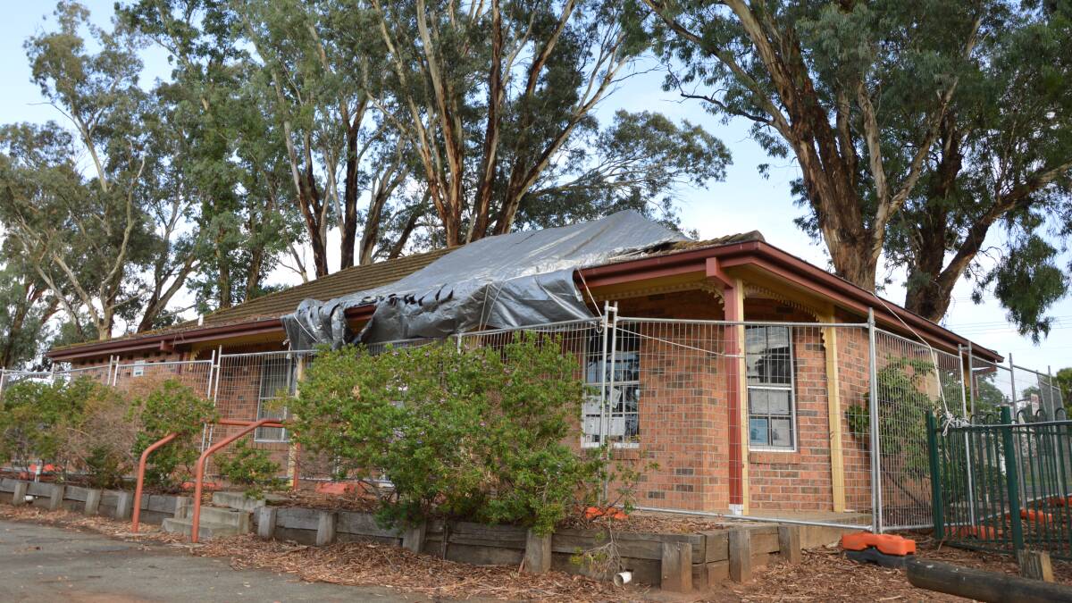 The Landcare building - formerly the Parkes Tourist Centre adjacent Bushman’s Dam at Kelly Reserve which suffered major roof damage late last year after a large branch came crashing down. Photo: Bill Jayet.