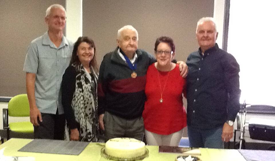 CONGRATULATIONS: Dick is pictured celebrating the milestone with his family. Photo: Supplied.