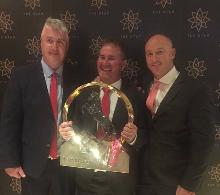 WINNERS: Scott Rayner, Frank Weymouth and Stuart Milne with the trophy. Photo: Facebook