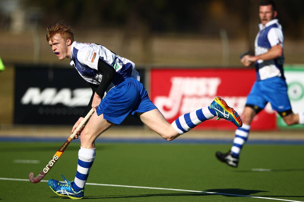 ON THE ROAD: Justin Mellor and his fellow Saints will travel to Parkes this Saturday. The blue and whites will be aiming for win number eight of the men's Premier League Hockey season. Photo: PHIL BLATCH