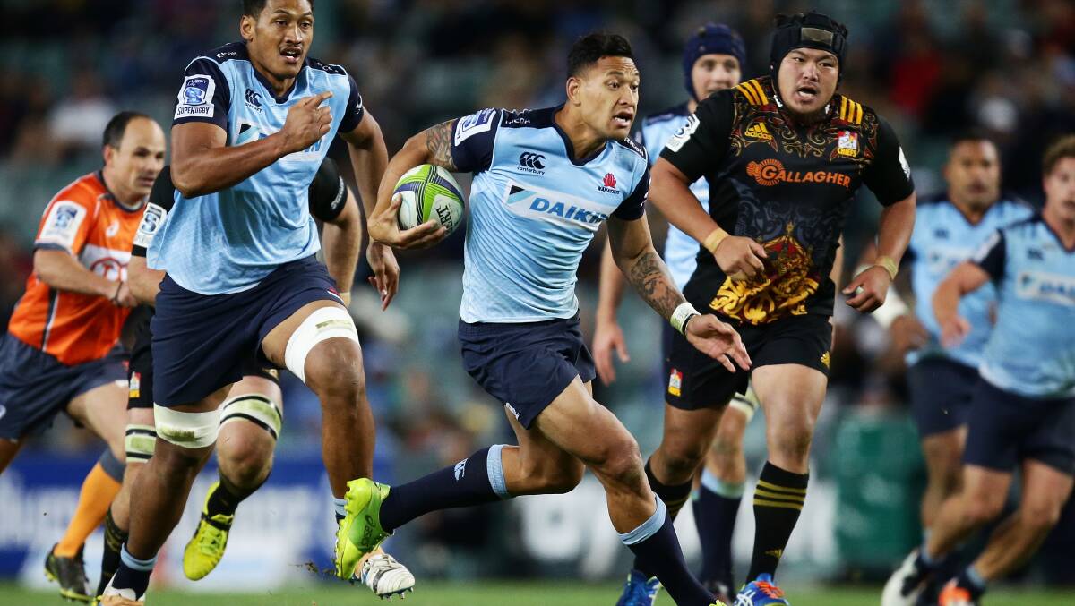 HEADING WEST: NSW Waratahs fullback Israel Folau could land in Mudgee with the Tahs for a Super Rugby trial in February. Photo: GETTY