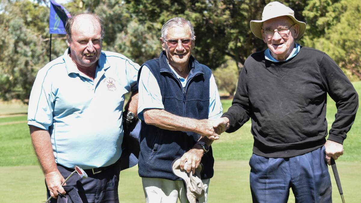 Rob Rea, Len Archer and Bill Warren at the completion of their game last weekend.

