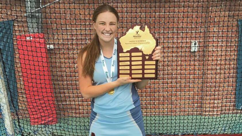 NATIONAL CHAMPION, AGAIN: Chloe Barrett shows off the spoils after starring in NSW's under-18 national championship win at Wollongong. Photo: FACEBOOK