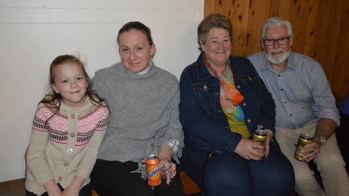 LIVE SHOW: Among the 250 people who turned out to see Fanny Lumsden's Country Halls Tour show at Tullamore Hall last month were Tullamore locals Anna Williams (7), mum Sarah Williams, Julie Strudwick and Alan Flavel.