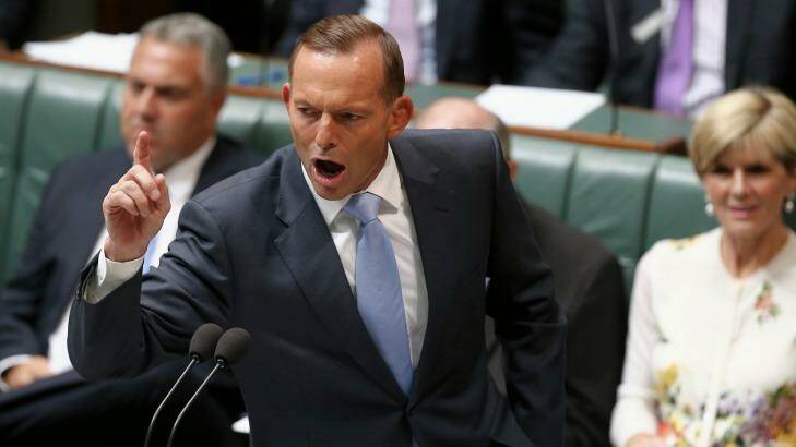 Prime Minister Tony Abbott fires up during question time on Wednesday. Photo: Alex Ellinghausen
