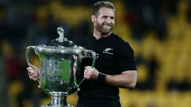 No US or England matches:  Kieran Read with the Bledisloe Cup. Photo: Anthony Au-Yeung