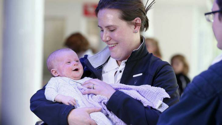 Liberal MP Kelly O'Dwyer with her daughter Olivia. Photo: Alex Ellinghausen