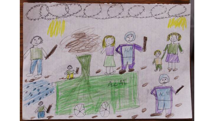 A child's drawing from the Woomera Detention Centre.