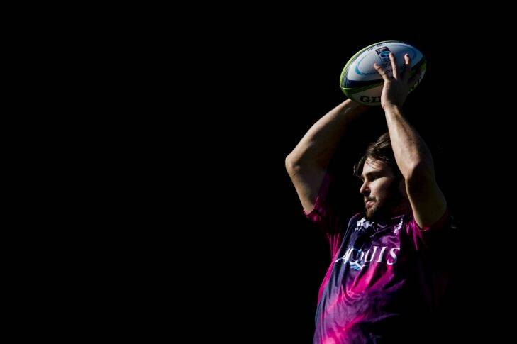 Sport
Sam Carter during a line out at the Captains run training session at Canberra Stadium
The Canberra Times
Date: 05 May 2016
Photo Jay Cronan