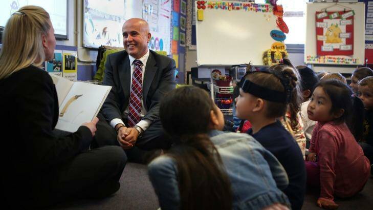 New rules: NSW Education Minister Adrian Piccoli on a school visit has prought in changes to the way schools spend public funding. Photo: James Alcock