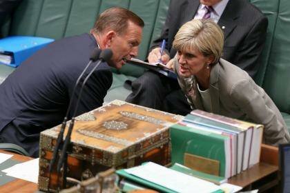 Prime Minister Tony Abbott and Foreign Affairs Minister Julie Bishop are believed to share concerns over China's proposed Asian bank. Photo: Alex Ellinghausen