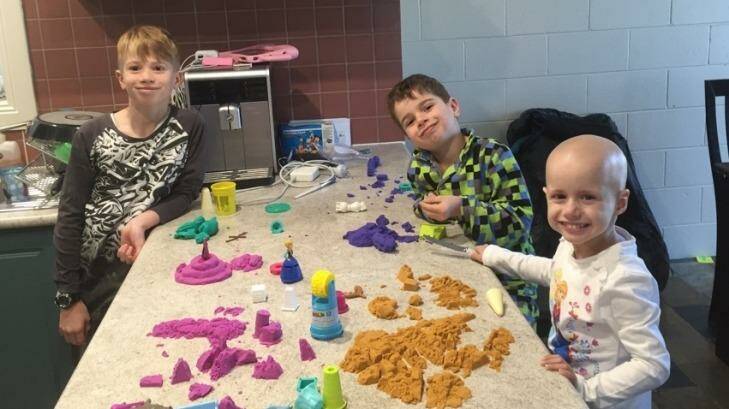 Bailey, Ethan, and Addison, taken when Addison was able to return home from hospital recently. Photo: Supplied