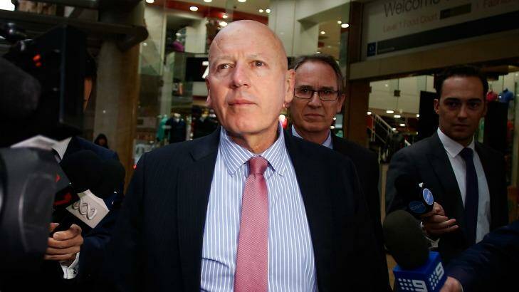 On his way: Chris Hartcher leaves the ICAC after giving evidence in September. Mr Hatcher made his farewell speech to the NSW Parliament on Thursday.  Photo: Daniel Munoz
