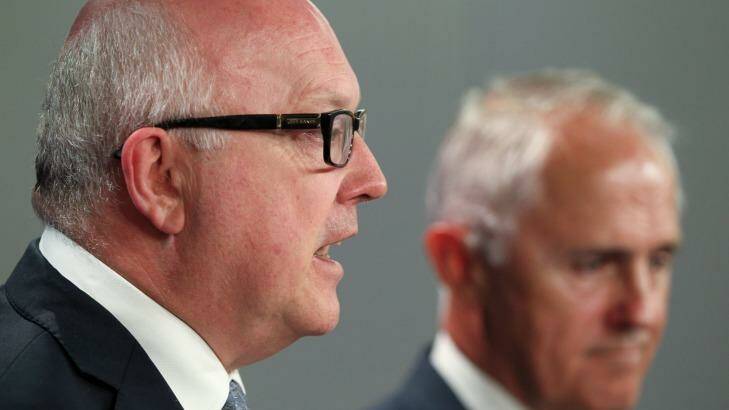 Attorney-General George Brandis with Prime Minister Malcolm Turnbull. Photo: Janie Barrett