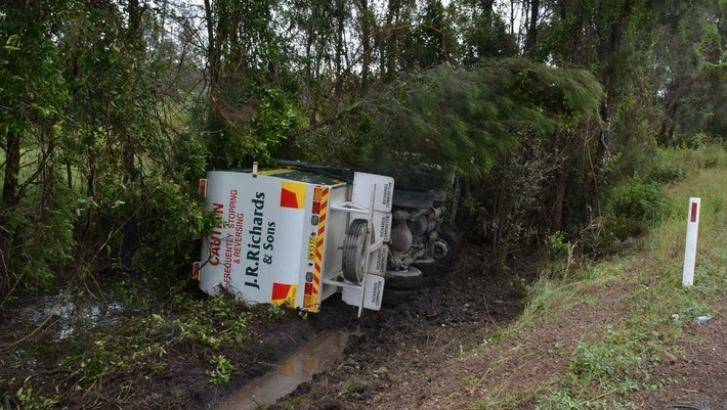 The garbage truck involved in the crash.  Photo: Port Macquarie News