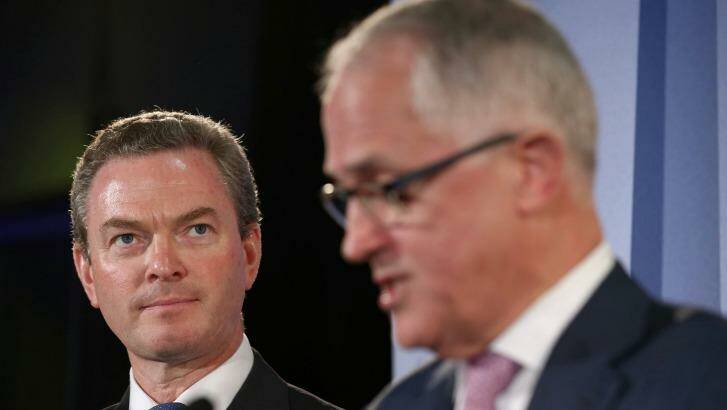 Industry, Innovation and Science Minister Christopher Pyne and Prime Minister Malcolm Turnbull launch the government's innovation policy. Photo: Alex Ellinghausen
