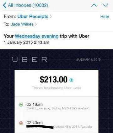 The $213 fare from the city to Coogee on New Year's Eve.