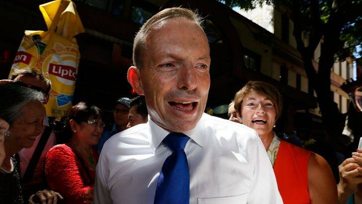 Prime Minister Tony Abbott takes a stroll through Chinatown at lunchtime on Sunday. Photo: Michele Mossop