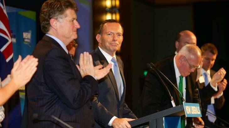Prime Minister Tony Abbott at the NSW Liberal State Party Council in Sydney.  Photo: Dallas Kilponen