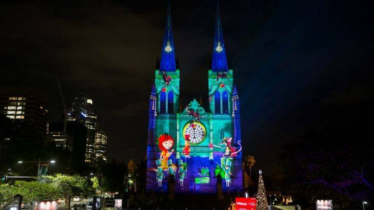 Christmas lights at St Marys Cathedral. Photo: Edwina Pickles