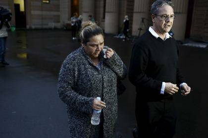 Anguish: Nadia Green-Simms leaves court. Photo: Dominic Lorrimer