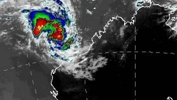 The cyclone forming off the north-west coast of WA.