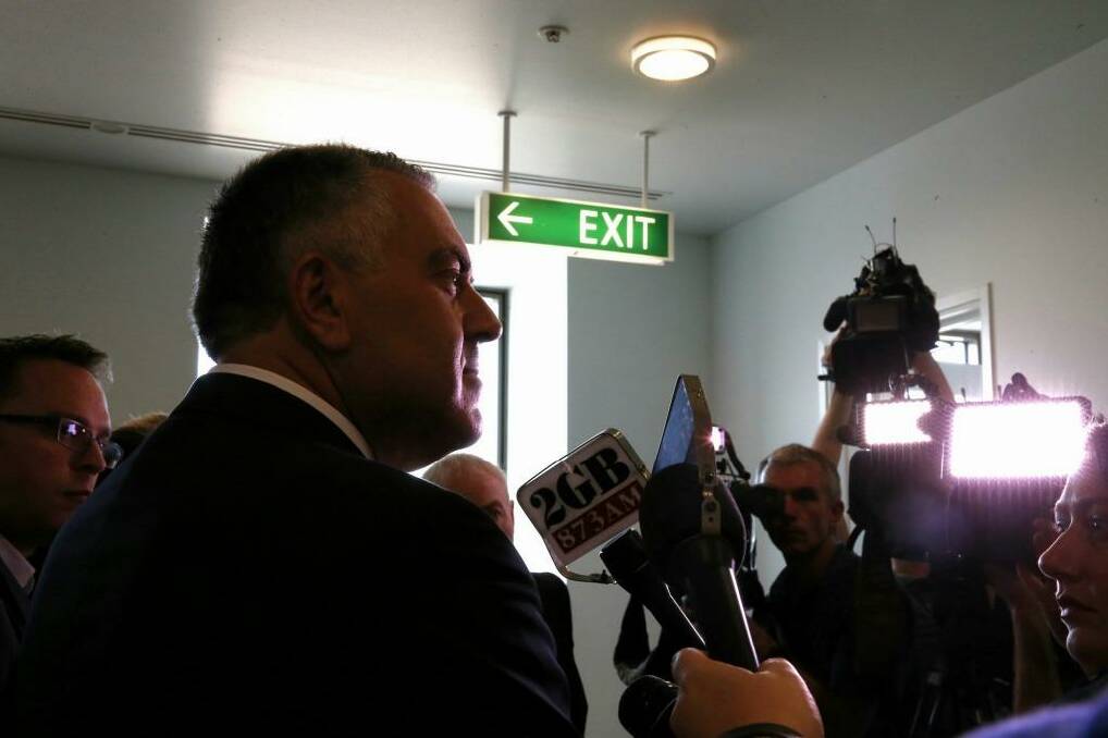 Treasurer Joe Hockey takes questions from the media on Wednesday. Photo: Alex Ellinghausen