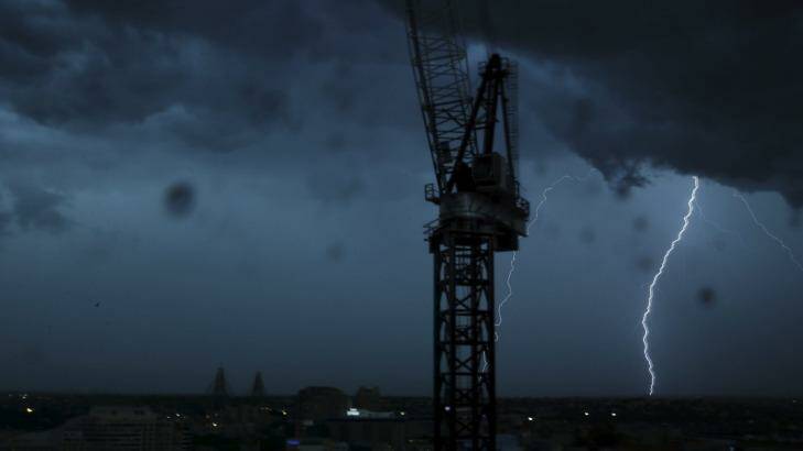 The storm approaches Sydney's CBD. Photo: Wolter Peeters