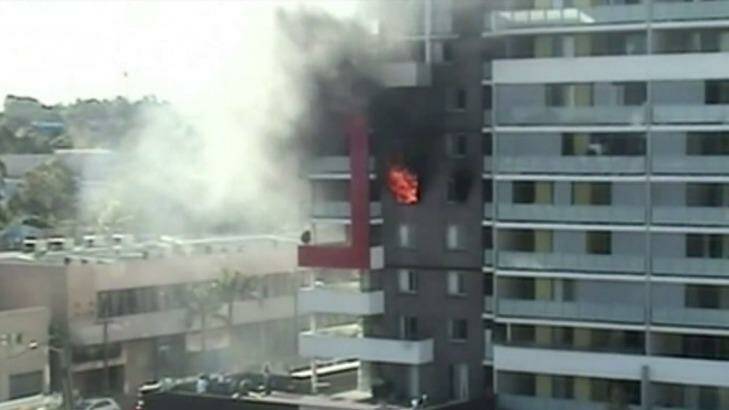 The fatal blaze in a Bankstown apartment block in September 2012.  Photo: ABC News 24