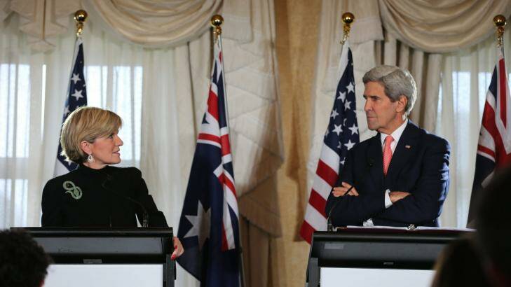 Meeting of minds: Foreign Minister Julie Bishop and US Secretary of State John Kerry. Photo: Brendan Esposito
