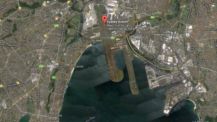 Aerial view of the area surrounding Sydney Airport, in Mascot.  Photo: Google Maps.
