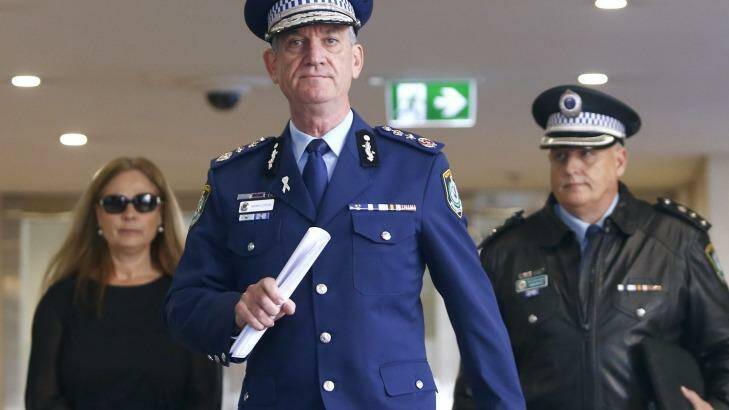 NSW Police Commissioner Andrew Scipione arrives at the Lindt cafe siege inquest on Wednesday. Photo: Daniel Munoz