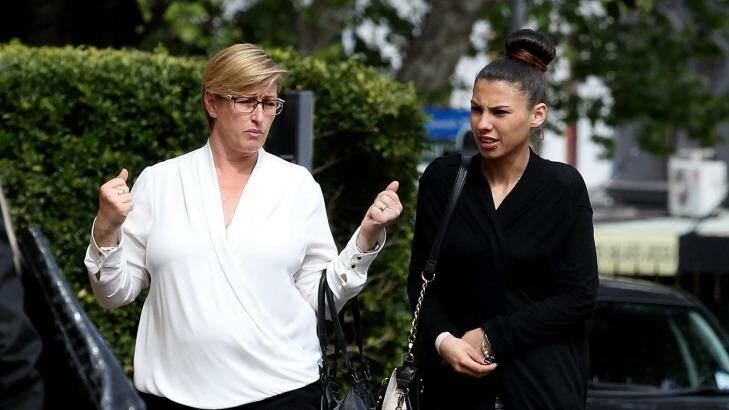 Dane McNeill's mother Rebecca McNeill, with his girlfriend Jade Patterson outside court Photo: Ben Rushton