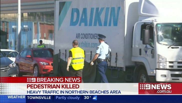 A second truck stopped at the scene after dragging Jo-Ann Thwaites for about 600 metres. Photo: Nine News