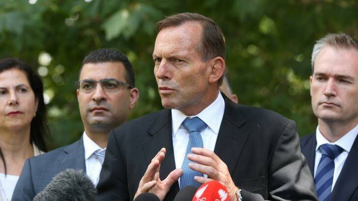 Prime Minister Tony Abbott addresses the media in Sydney on Sunday. Photo: Anthony Johnson