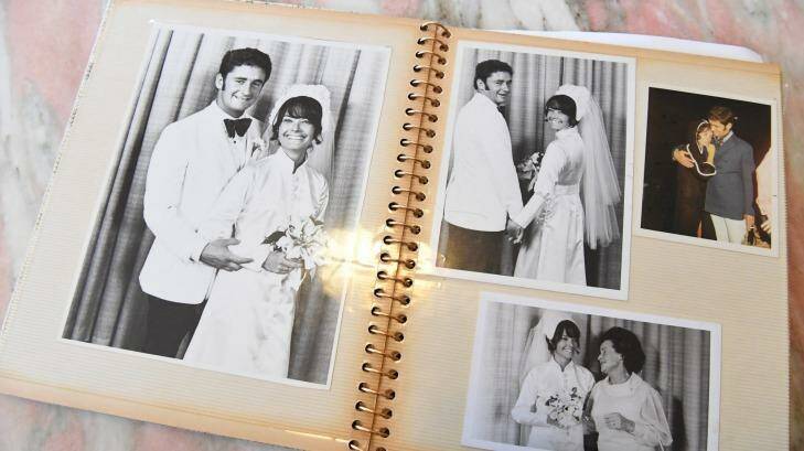 Paul White's photo album showing images of his wedding to Lynette before she was killed in 1973. Photo: Peter Rae