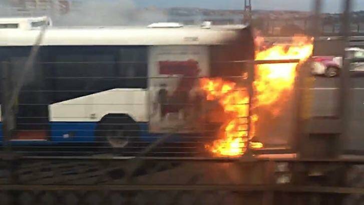 The fire appeared to start at the back of the bus. Photo: Supplied